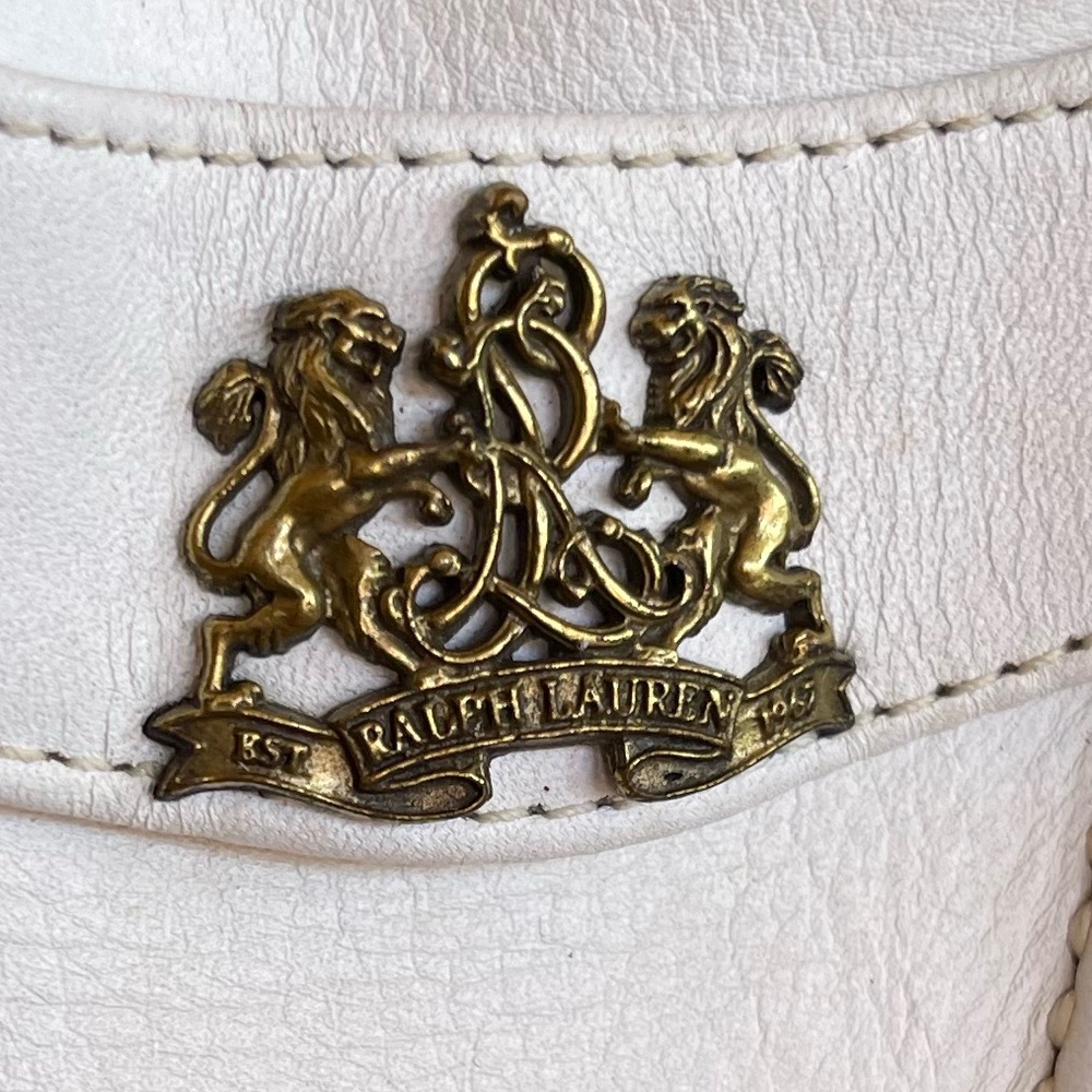 RALPH LAUREN Vtg 80’s White Leather Loafers Crest Bench Made Maine USA 10M RARE! - Picture 13 of 13